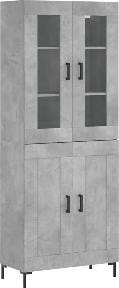 vidaXL Dulap înalt, gri beton, 69,5x34x180, lemn compozit