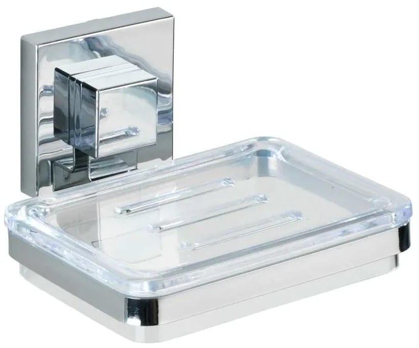 Set de accesorii de baie argintiu lucios autoadeziv din plastic Quadro – Wenko