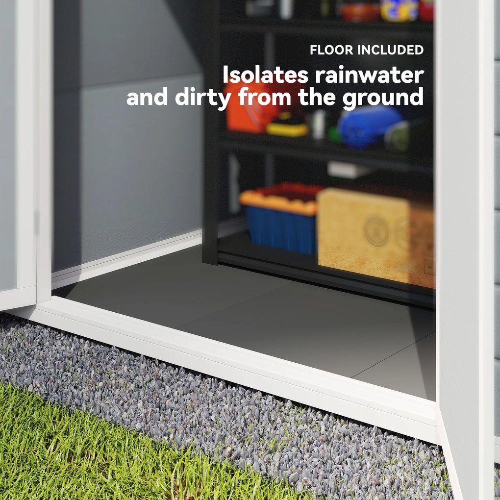 Outsunny Magazie Metalica pentru Gradina Gri Spatiu Depozitare Exterior | Aosom Romania