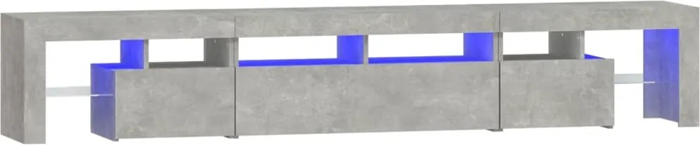 vidaXL Comodă TV cu lumini LED, gri beton, 230x36,5x40cm