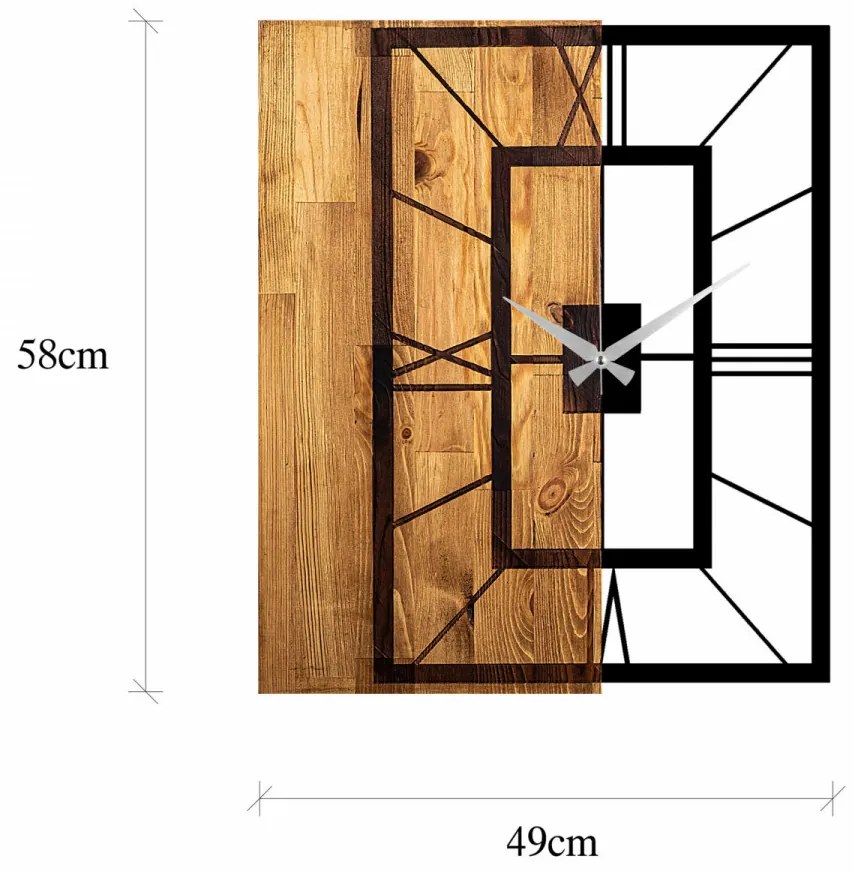 Ceas Decorativ de Perete Wooden Clock 37, Lemn / Metal