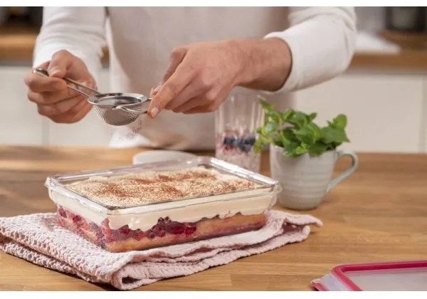 Caserolă Tefal 3 l MSEAL GLASS roșu/sticlă