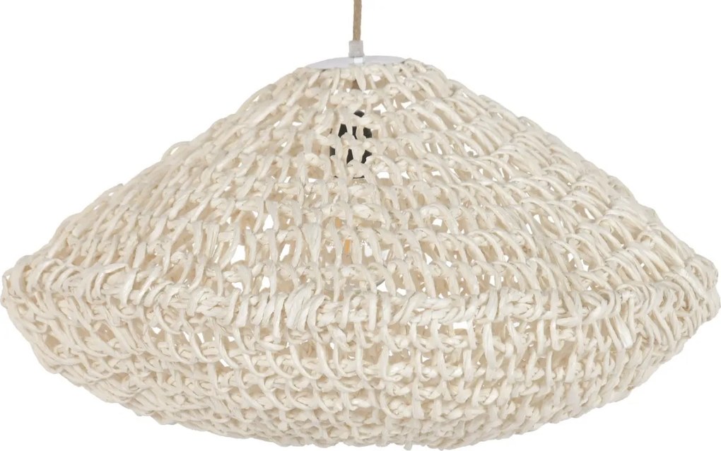 Lustră suspendată din fibre naturale împletite, natur, 35 x 65 cm, „Conches”