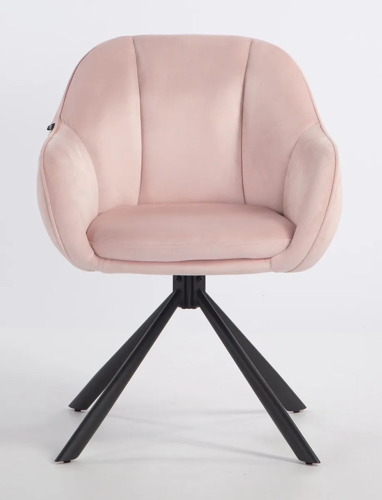 HR2055 BAZĂ STEA Scaun Roz Pudra din Catifea cu Bază Neagră