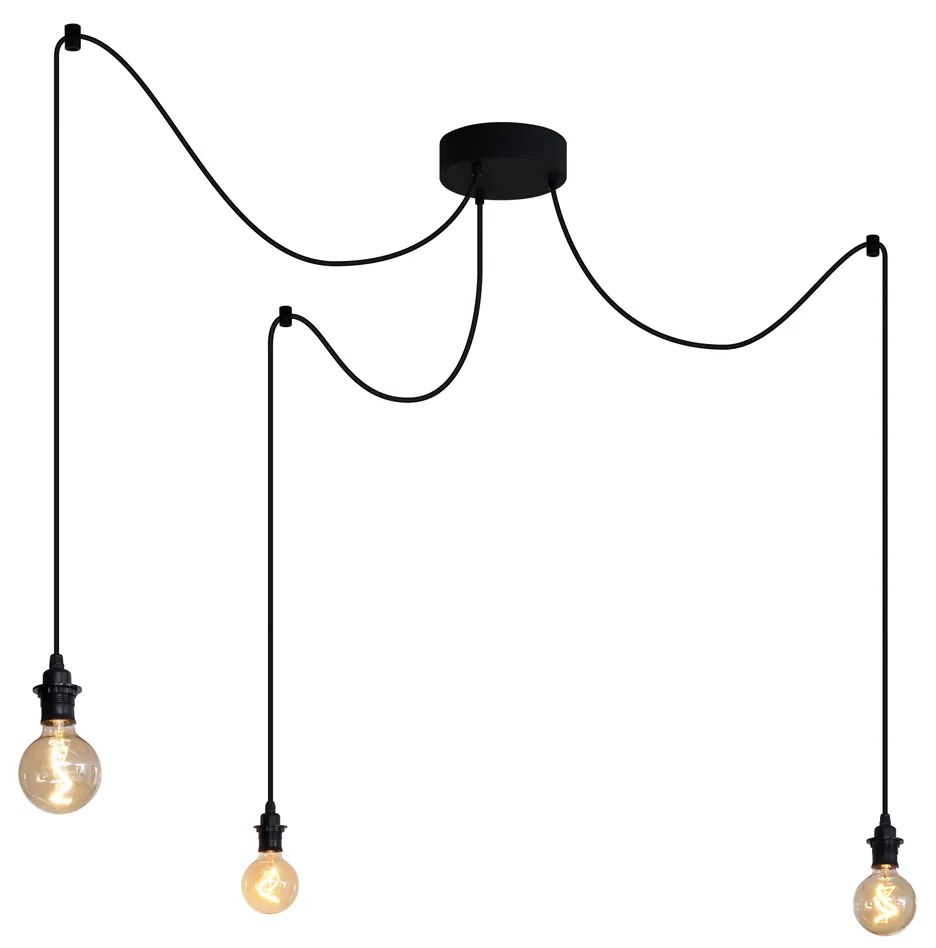 Lampa suspendată de exterior neagră cu 3 lumini IP54 - Cava