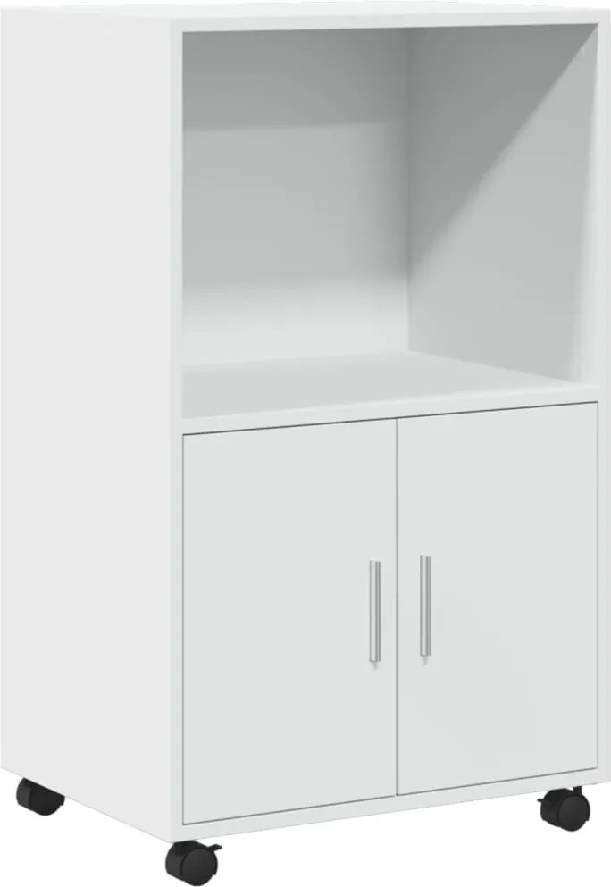 vidaXL Dulap cu roți, alb, 55x40x91 cm, lemn prelucrat