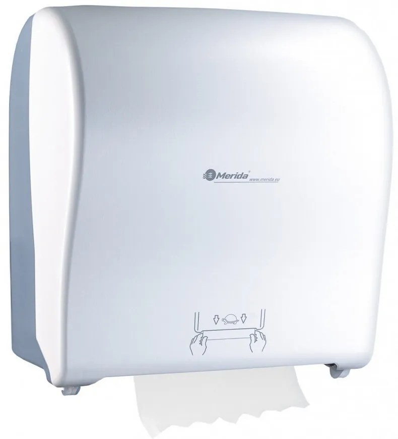 Alimentator mecanic pentru prosoape de hârtie Merida Solid Cut, alb