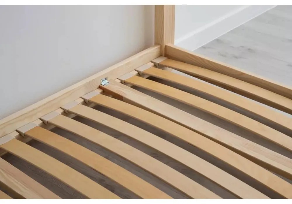 Pat pentru copii în culoare naturală supraetajat/cu extensie suplimentară cu spațiu de depozitare cu somieră 90x190 cm CLPBN – Adeko