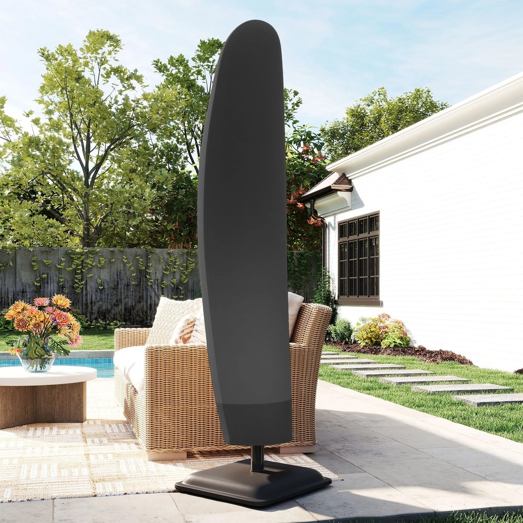 Outsunny Husă pentru Umbrelă 3x3 m Impermeabilă, Protecție cu Fermoar și Șnur, Negru | Aosom Romania