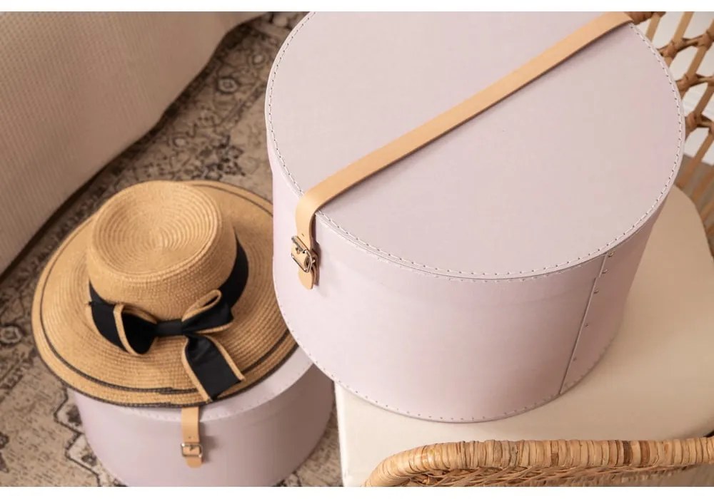 Cutii de depozitare roz-deschis 2 buc. din carton cu capac, decorative ø 37,5x25 cm Rut Restore Paper Laminate – Bigso