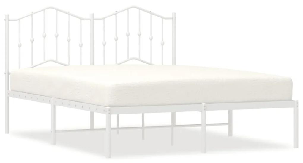 373839 vidaXL Cadru de pat metalic cu tăblie, alb, 140x200 cm