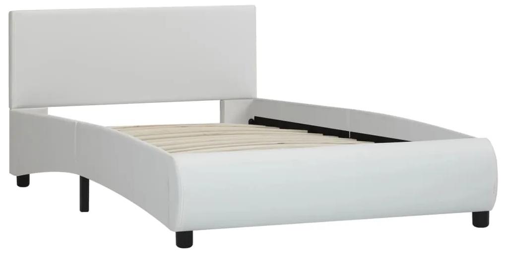 285456 vidaXL Cadru de pat, alb, 90 x 200 cm, piele ecologică
