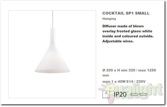 Lustra,Pendul inaltime reglabila, diam. 20cm COCKTAIL SP1 Small 074337