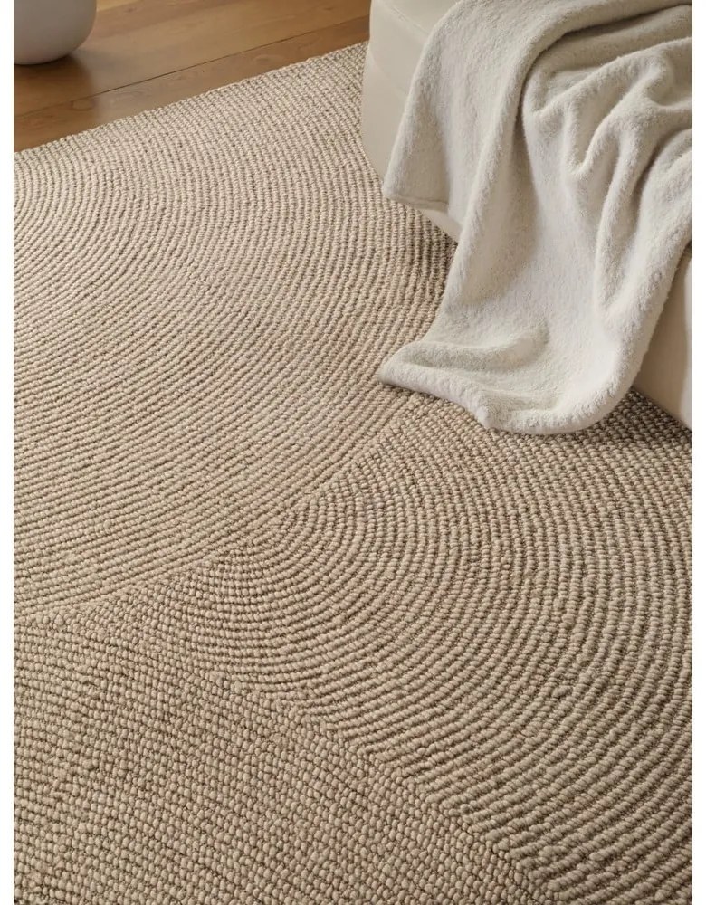 Covor bej țesut manual din lână 120x180 cm Eleni Light Beige – Hanse Home