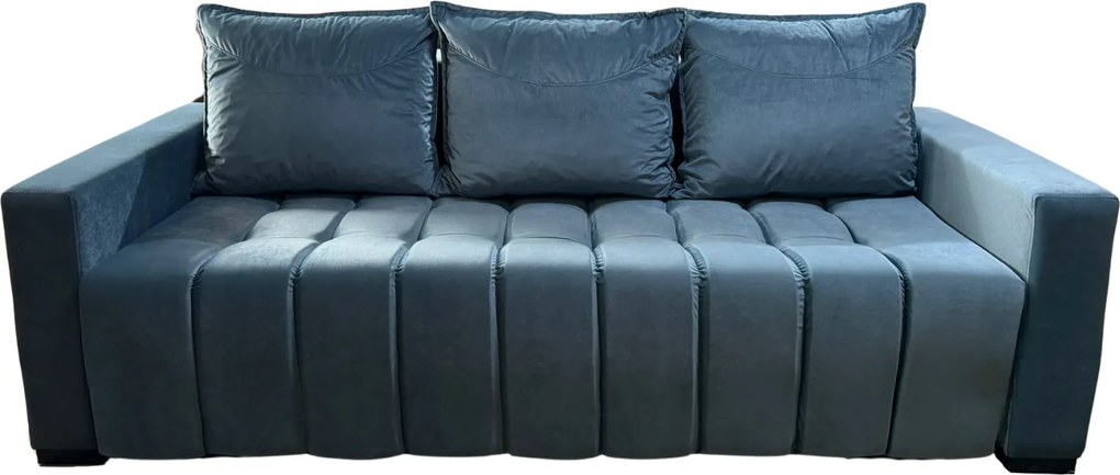 Canapea ZARA extensibila, 3 locuri, cu lada de depozitare, catifea albastru deschis , 220x95x80 Albastru Deschis, Catifea