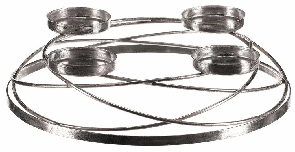 Sfeșnic de Advent Kruhy, argintiu, metal, diametru 35 cm