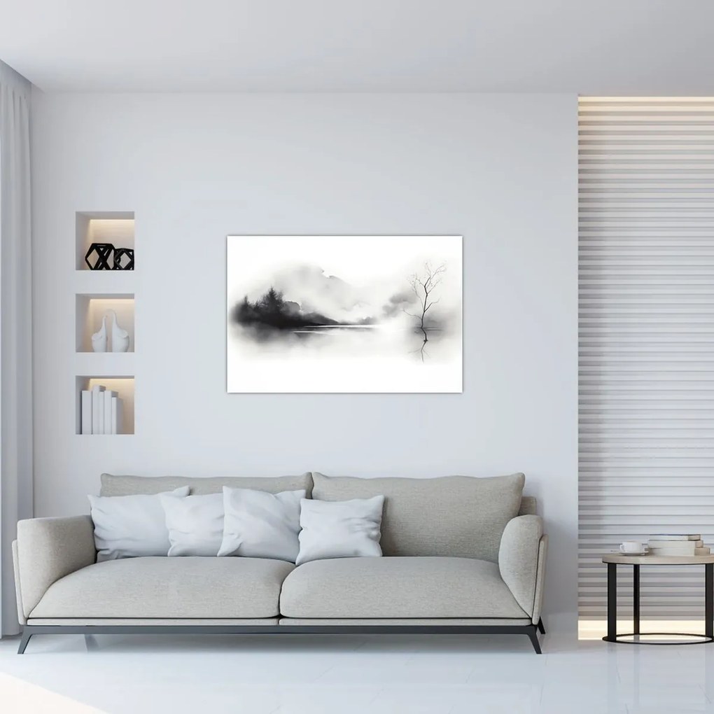 Tablou - pictură cu cerneală de peisaj (90x60 cm)