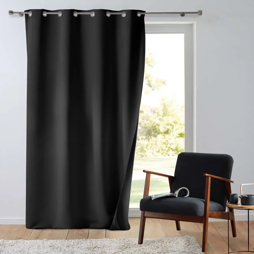 Draperie neagră termoizolantă din microfibră 135x260 cm Micropolar – douceur d'intérieur