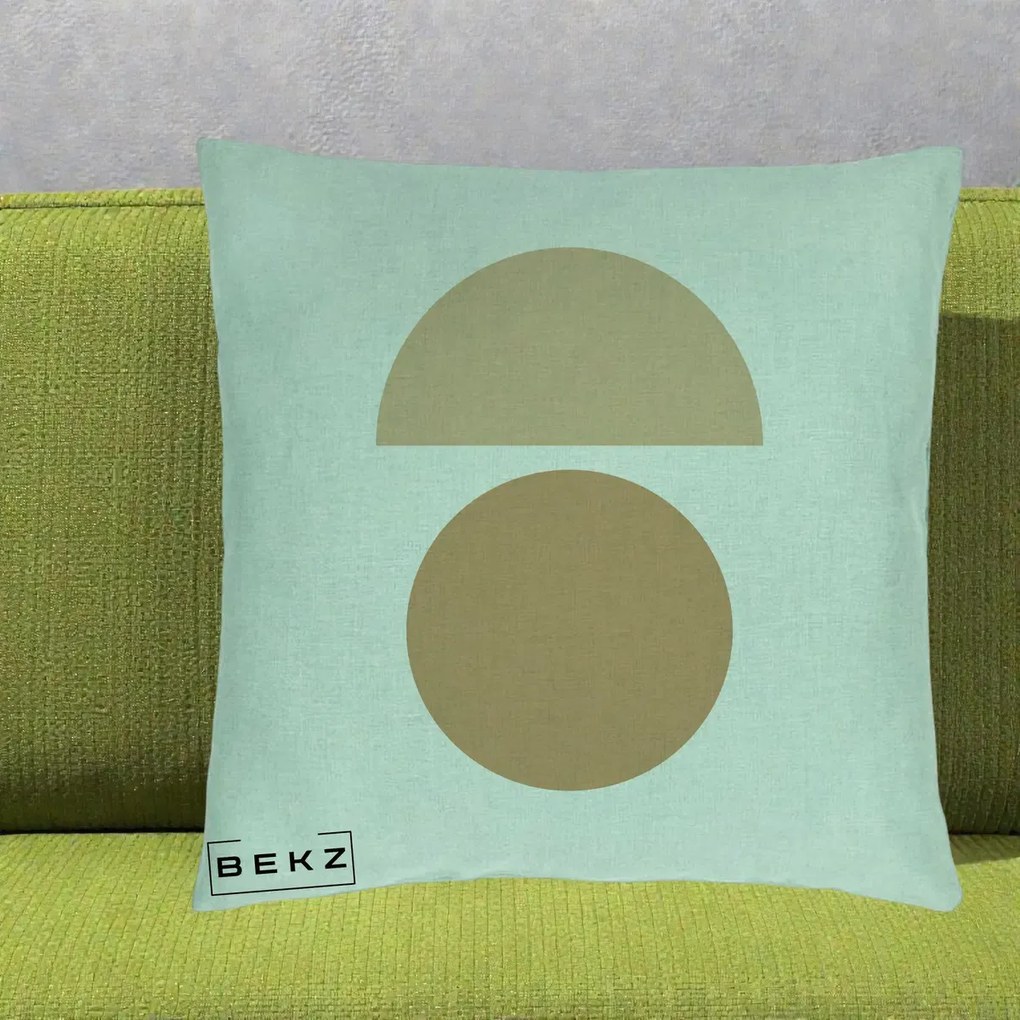 Perna Decorativa Geometric Minimalist Auriu, 40x40 cm, Verde Menta, Husa Detasabila, Perna Inclusa, BEKZ®