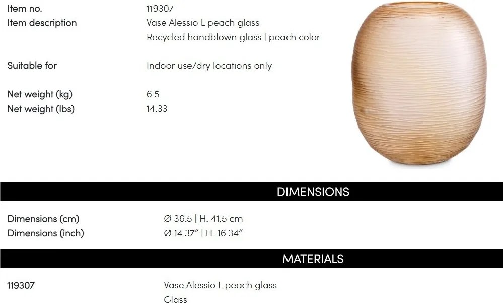 Vaza LUX, Sticla Suflata, Reciclata, Alessio L, 119307 HZ