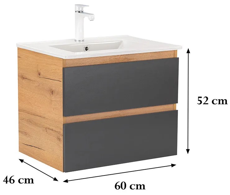 Dulap inferior Vario Forte 60 cu lavoar stejar-antracit