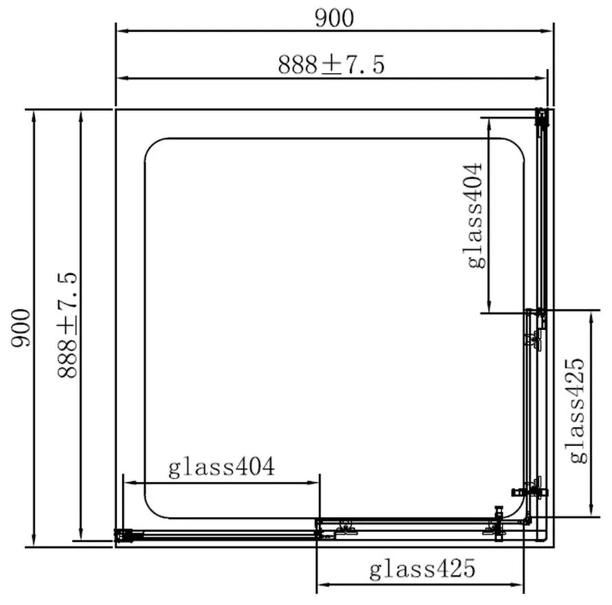 Cabina dus patrata crom 90x90 cm, Mediterraneo, Hector 900x900 mm