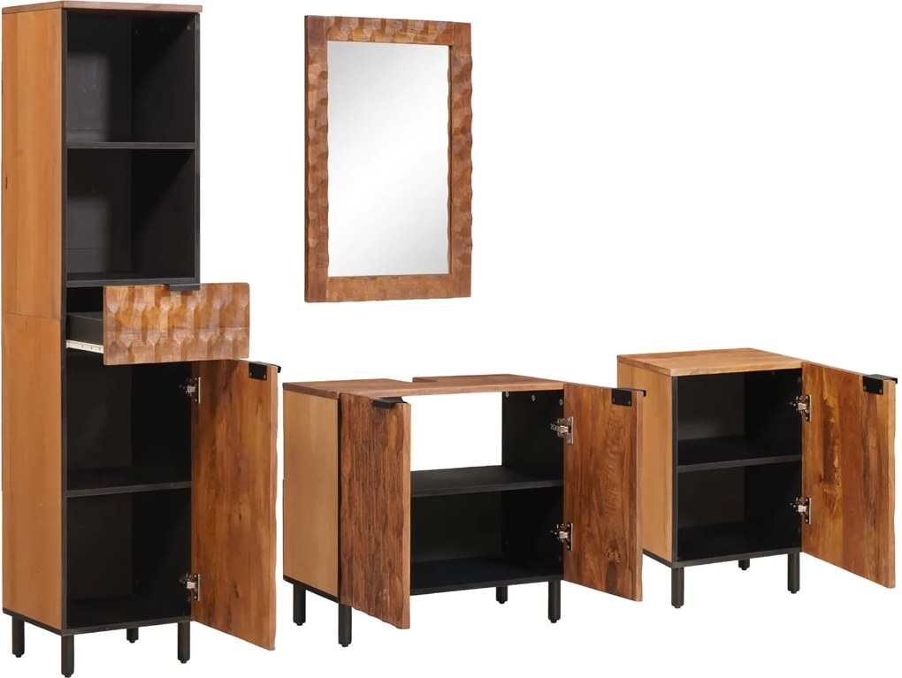 vidaXL Seturi de baie 4 pcs Maro Acacia Finisat Lemn de mango solid