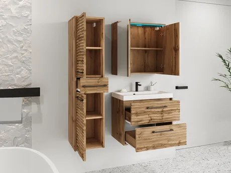 Mobilier baie Tameko I (Negru grafit + Negru) (cu iluminat LED albastru). 1104046