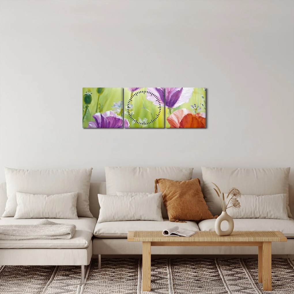 Tablou - Maci (cu ceas) (90x30 cm)
