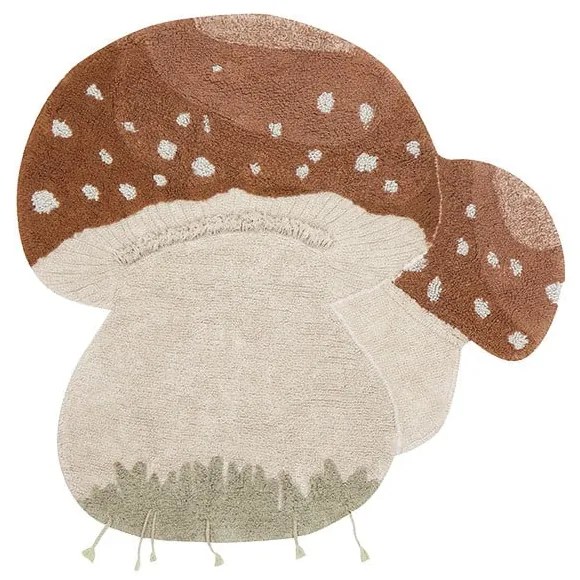 Covor pentru copii cărămiziu/crem lavabil/țesut manual din bumbac 120x120 cm Boletus – Lorena Canals