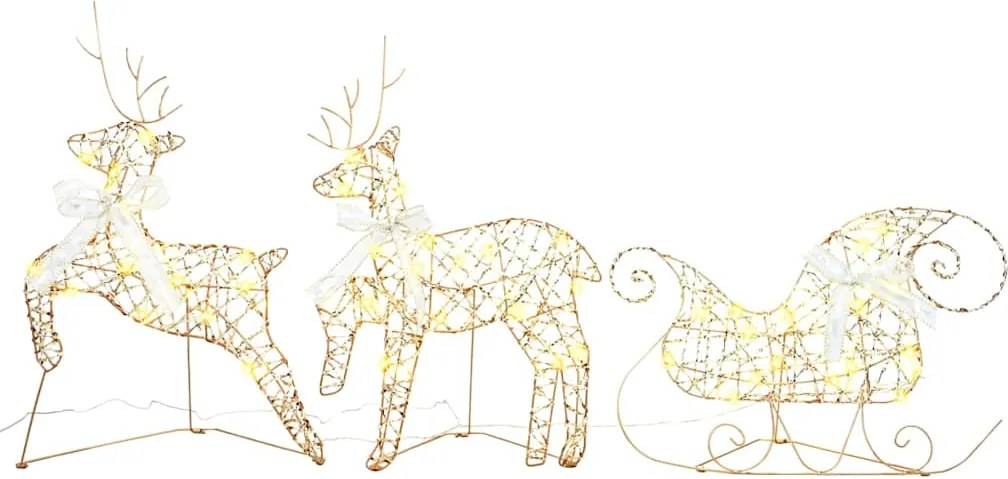 vidaXL Reni LED cu 60 LED 3 pcs Alb cald PET