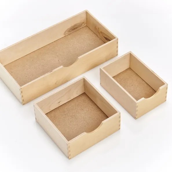 Organizator din lemn, cu 6 sertare, Wood Large Natural, L40xl20xH28 cm