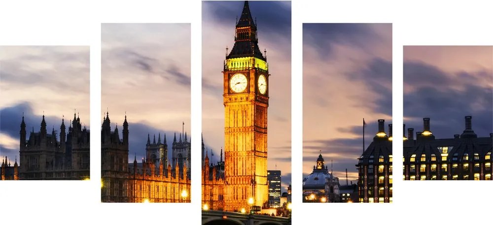 Tablou 5-piese Big Ben noaptea în Londra