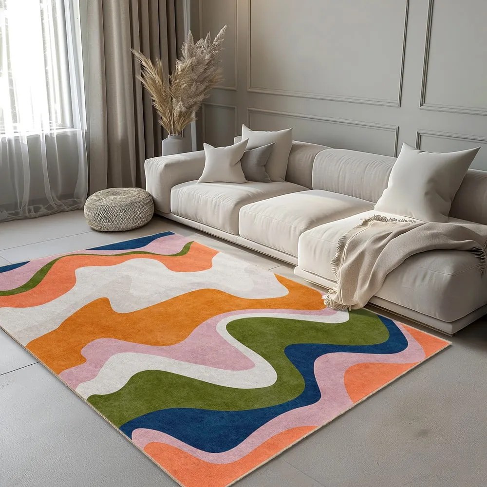 Covor tip traversă portocaliu lavabil 80x200 cm Squiggly Orange – Mila Home