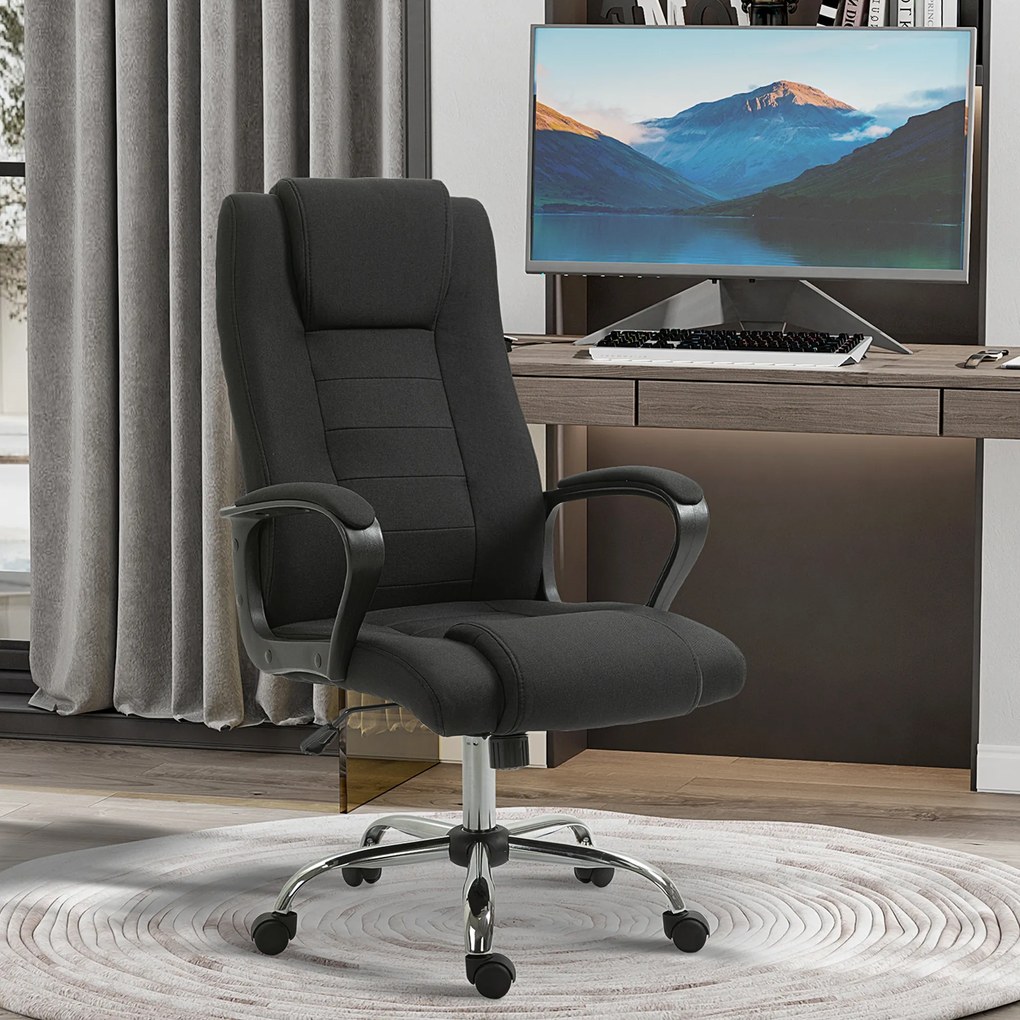 Vinsetto Scaun de Birou Ergonomic, Basculant și Captusit cu Înălțime Reglabilă, 62x76x110-119 cm, Negru | Aosom Romania