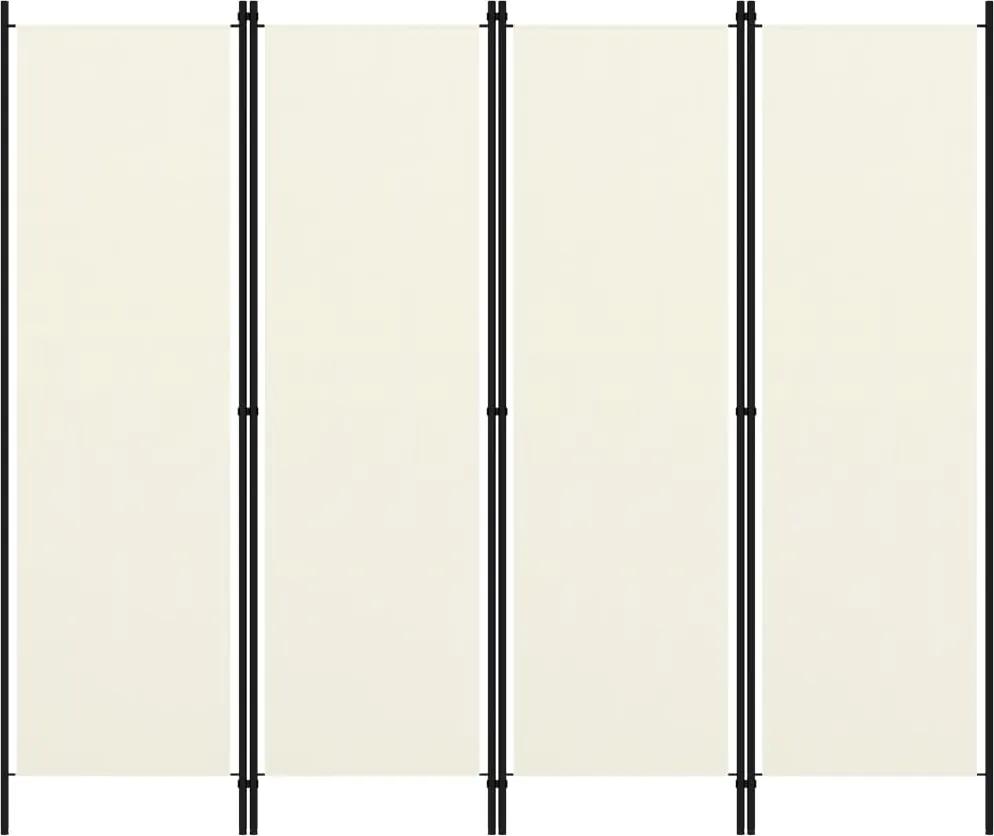 Paravan de camera cu 4 panouri, alb crem, 200 x 180 cm