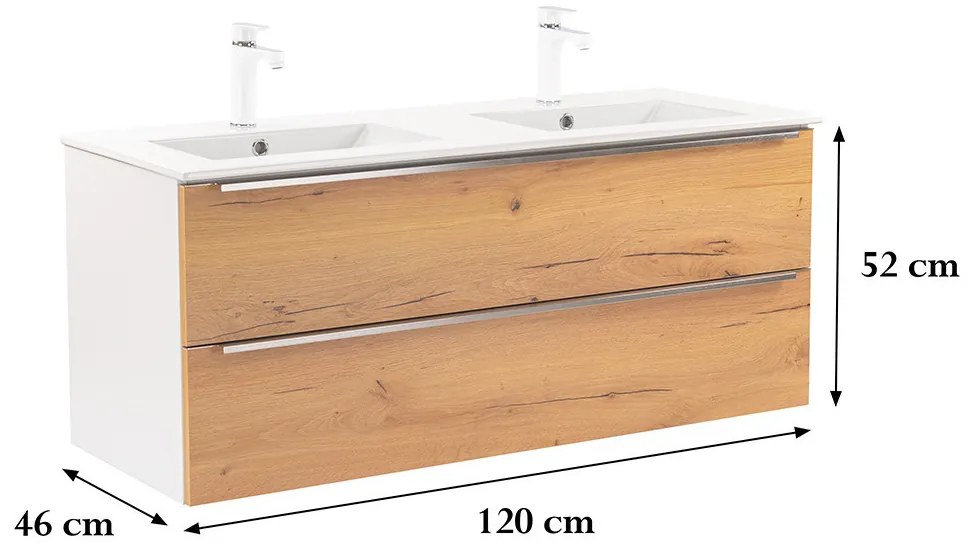 Vario Trim 120 dulap de bază cu chiuvetă stejar alb