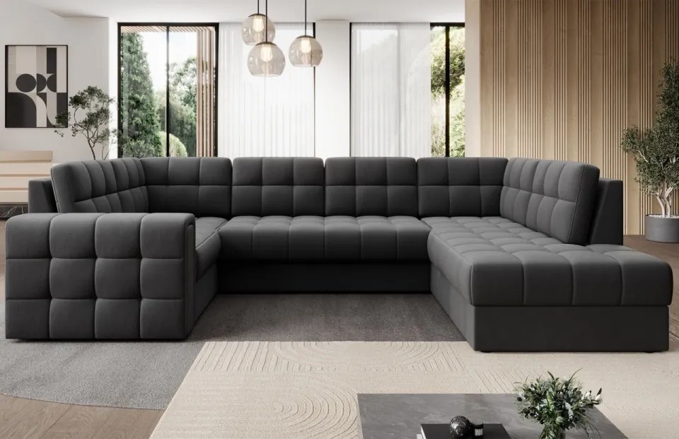Coltar extensibil cu spatiu oentru depozitare, 299x198x82 cm, Blewett R, Eltap (Culoare: Alb / Royal 01)