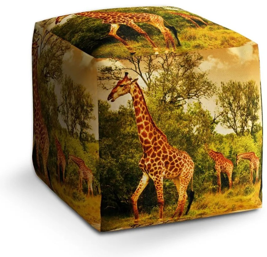 Taburet Cube girafe, colorat