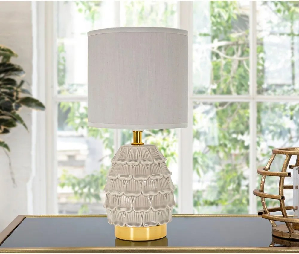 Veioză bej din ceramică cu abajur textil (înălțime 30,5 cm) Pigny – Mauro Ferretti