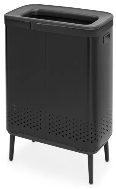 Cos de rufe Brabantia Bo 1004177, 2x45 L, Umplere fara deschidere, Orificii aerisire, Picioare reglabile, Negru