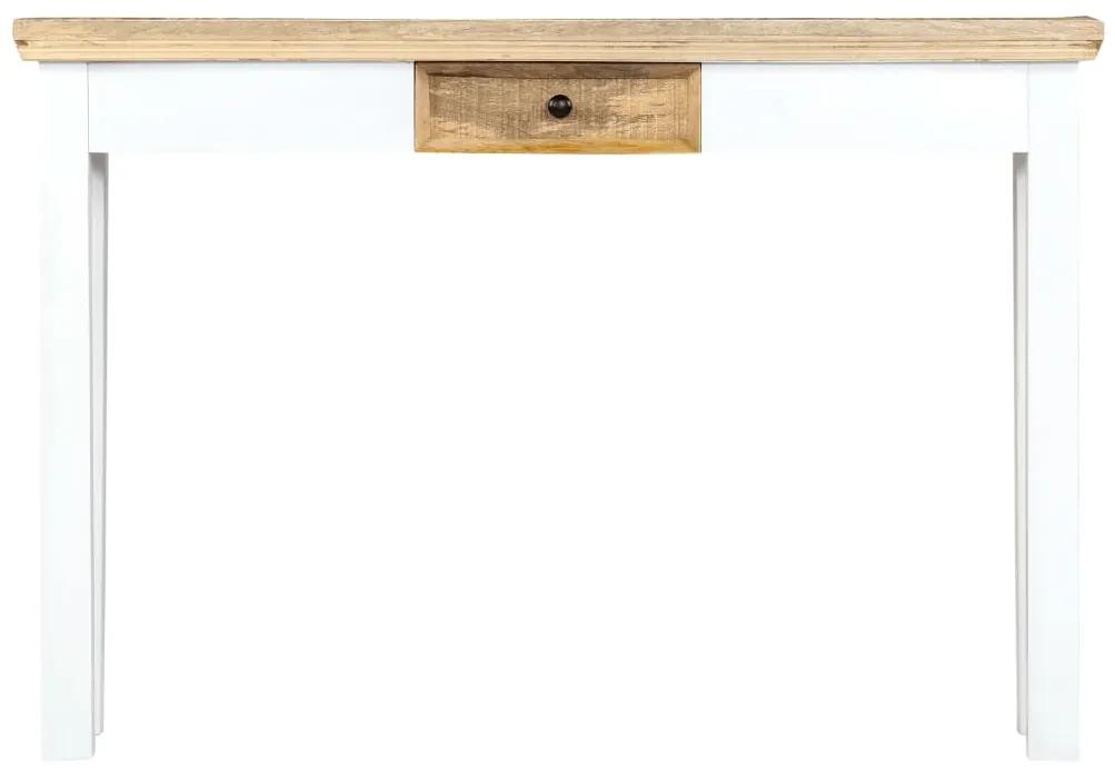 Masa consola, alb si maro, 110x35x75 cm, lemn masiv de mango