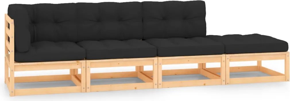 vidaXL Set mobilier de grădină cu perne, 4 piese, lemn masiv de pin