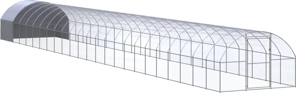 vidaXL Coteț de găini pentru exterior, 3x24x2 m, oțel zincat