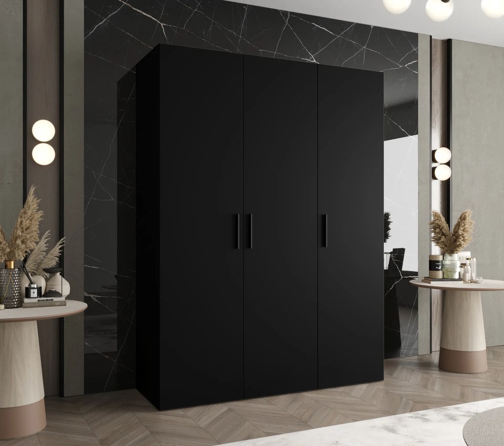 Dulap de haine 150 cm Borry 1 (Negru + Negru). 1125761