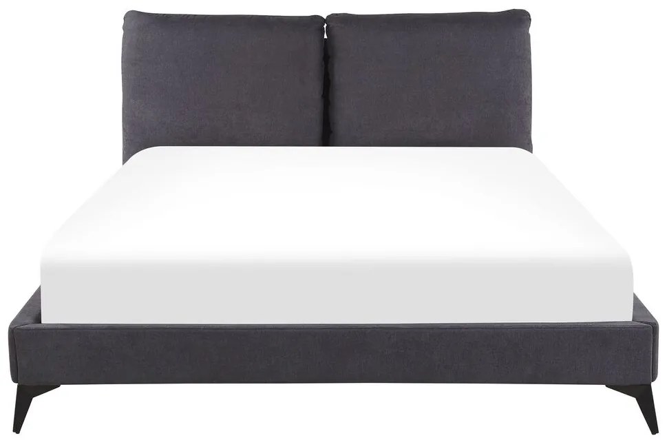 Pat matrimonial 160 cm MELIA (polyester) (gri închis) (cu somieră). 1023471