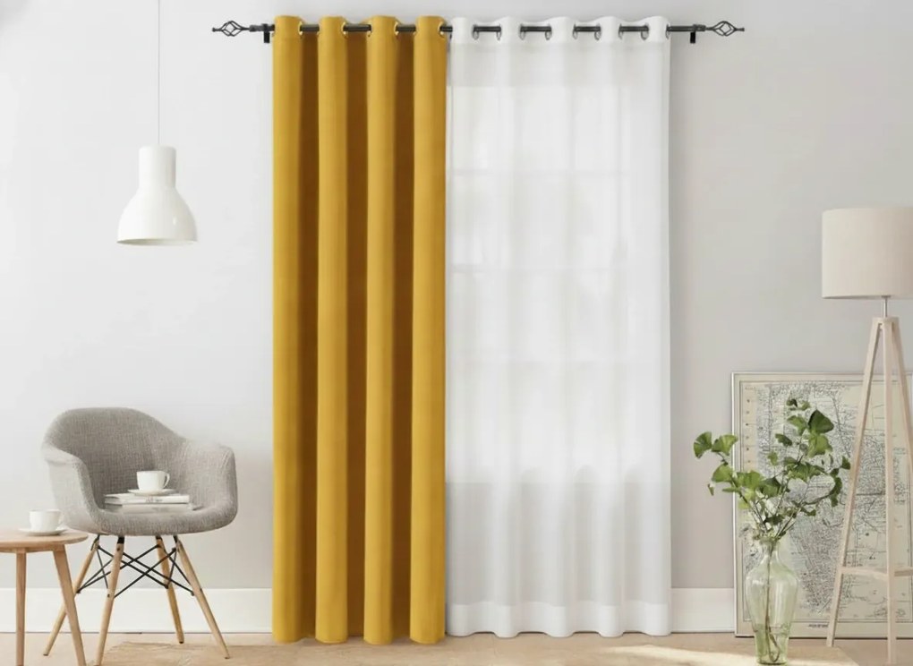 Draperie galbena OXFORD 140x250 cm Agatat: Inele metalice