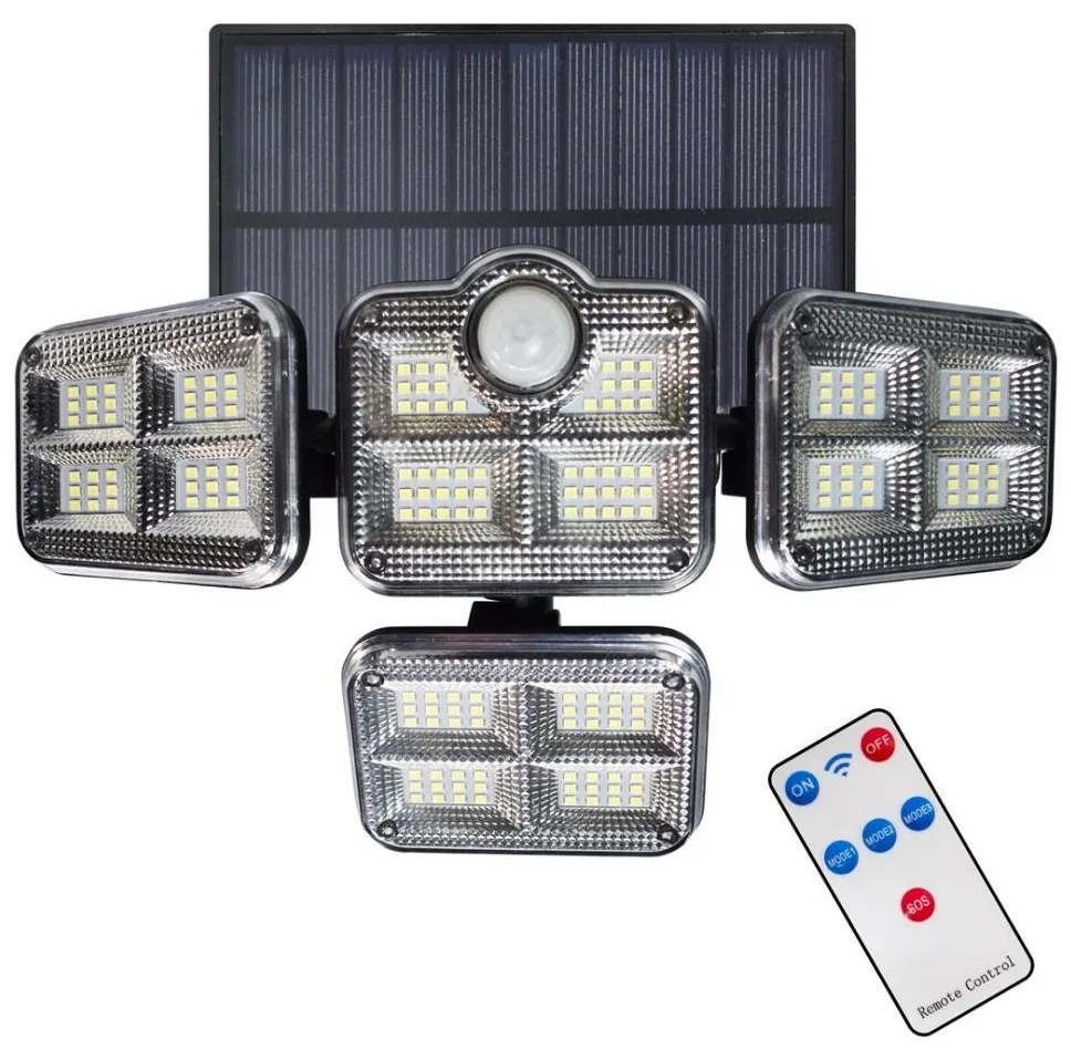 Proiector solar LED 30W/3,7V 2400 mAh IP47 cu senzor mișcare și crepuscul + DO