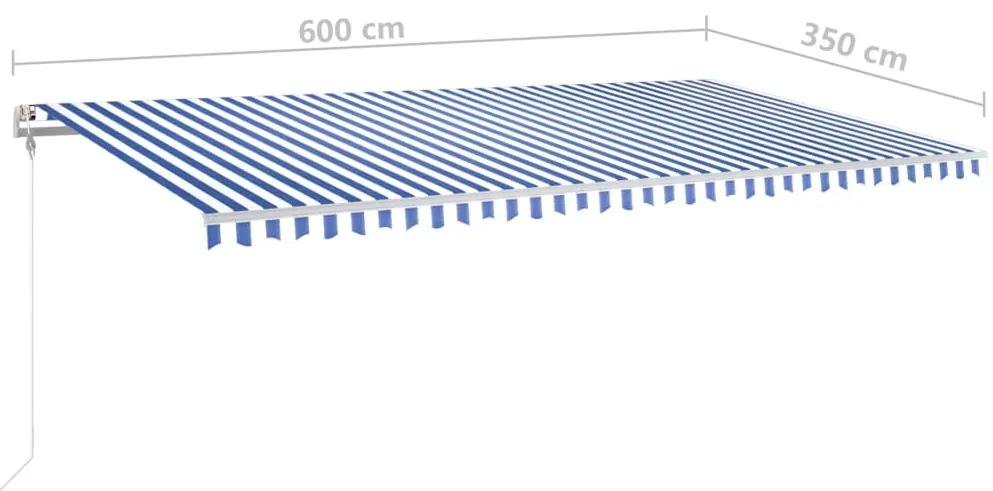 Copertina autonoma retractabila manual albastru alb 600x350 cm Albastru si alb, 600 x 350 cm