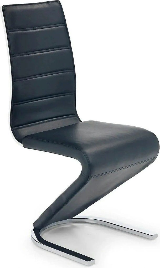 Scaun tapitat K194, negru/alb/crom, piele ecologica/metal, 45X58X99 CM